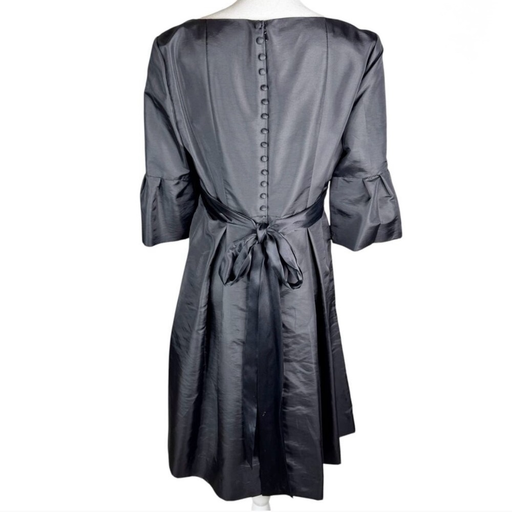 Donna Morgan black silk taffeta bell sleeve dress 14 - Picture 11 of 14